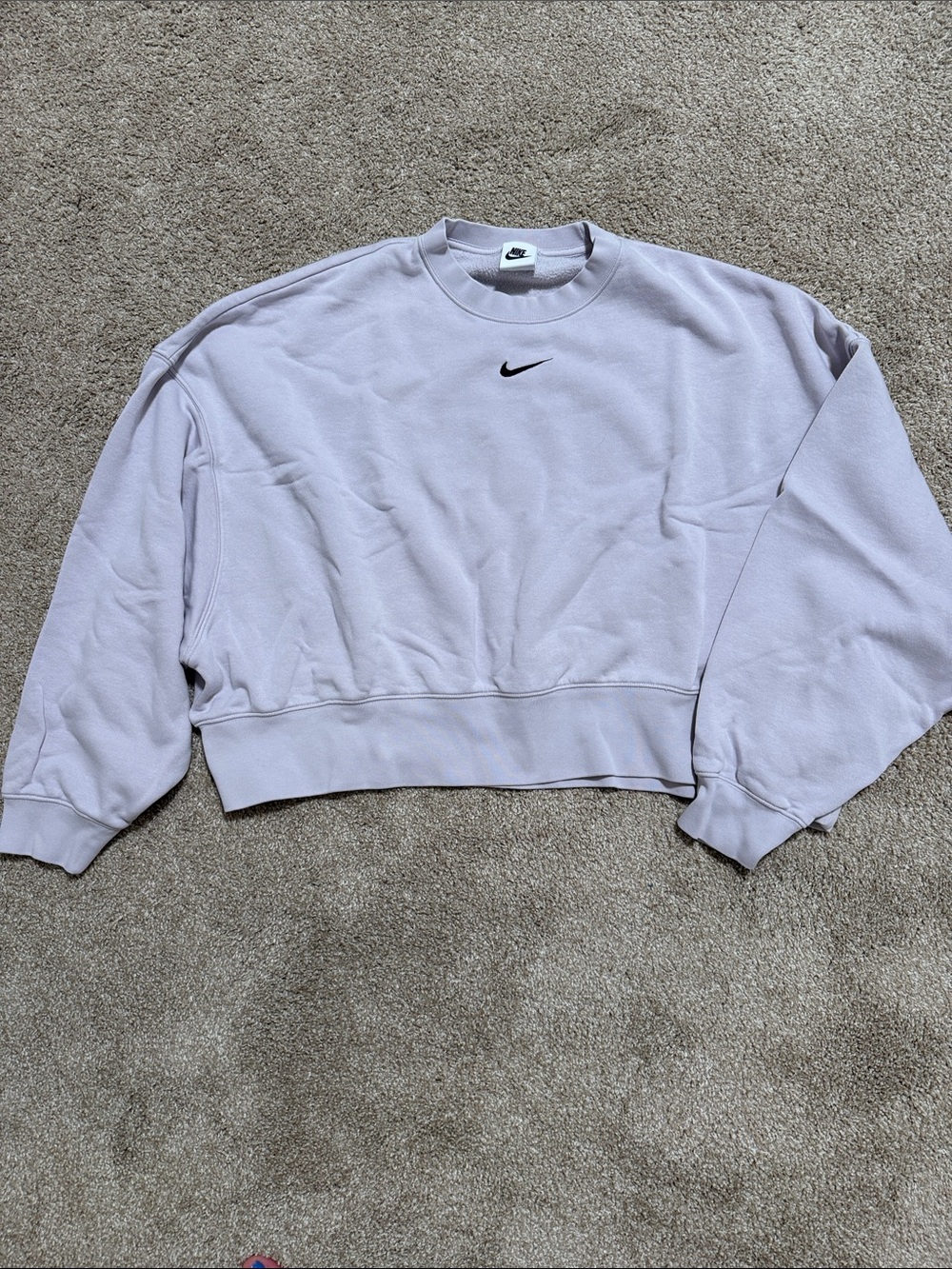 Nike Lavender Crew Pullover Sweatshirt with Black Swoosh